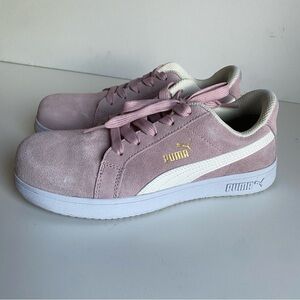 Puma Women's Soft Pink Suede Safety Work Sneakers Comp. Toe